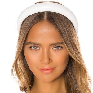 Lele Sadoughi White Slim Glossy Padded Headband